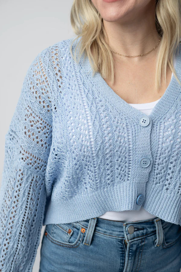***PRE-ORDER*** Michelle Mae Callie Cropped Cardigan - Sky Blue