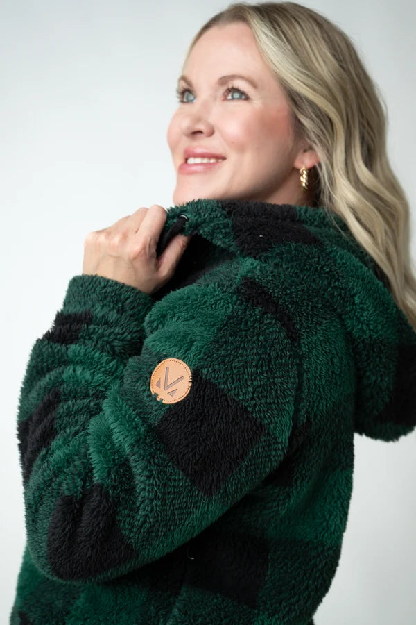 ***PRE-ORDER*** Michelle Mae Sherpa Fullzip Hoodie - Evergreen Plaid