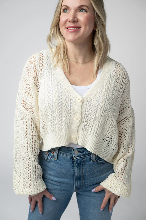 ***PRE-ORDER*** Michelle Mae Callie Cropped Cardigan - Ivory
