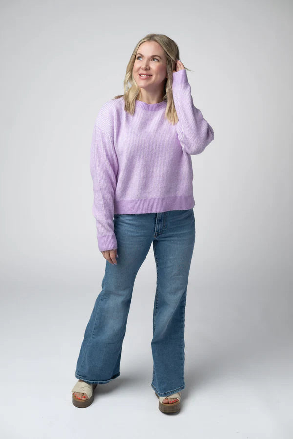 ***PRE-ORDER*** Michelle Mae Josie Cozy Crew Sweater - Lavender