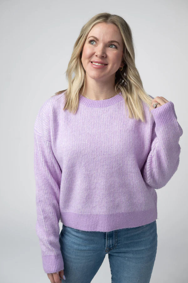 ***PRE-ORDER*** Michelle Mae Josie Cozy Crew Sweater - Lavender