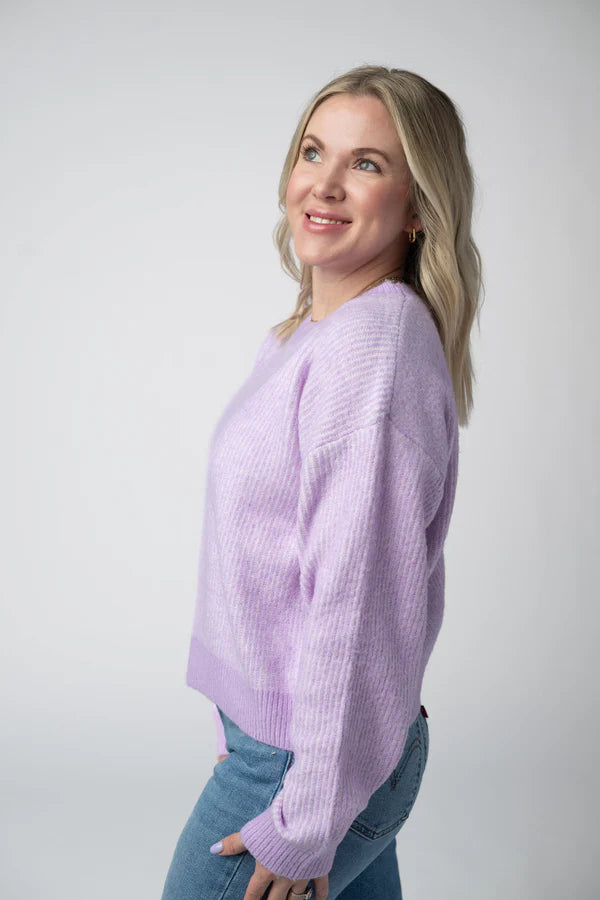 ***PRE-ORDER*** Michelle Mae Josie Cozy Crew Sweater - Lavender