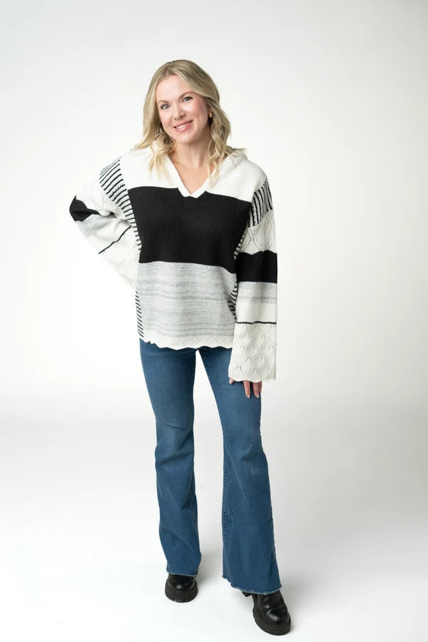 ***PRE-ORDER*** Michelle Mae Monochrome Colorblock Hoodie