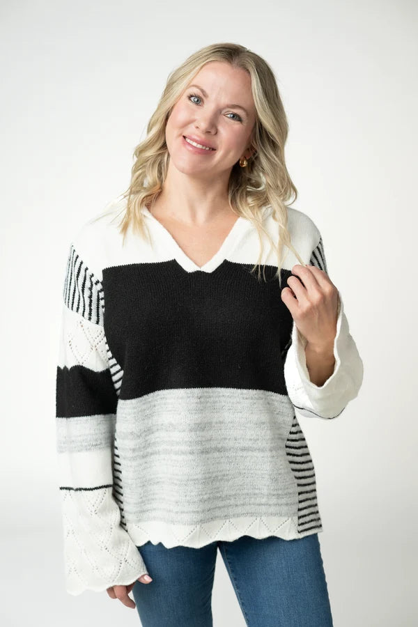 ***PRE-ORDER*** Michelle Mae Monochrome Colorblock Hoodie