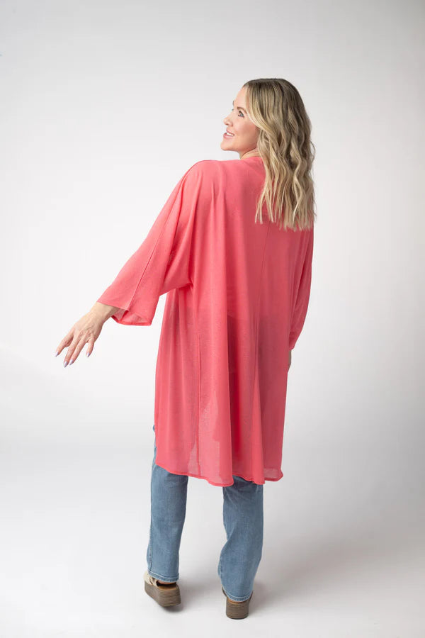 ***PRE-ORDER*** Michelle Mae Ellie Cover-Up Kimono - Sunkissed Coral