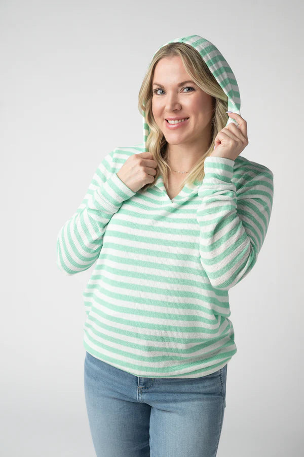***PRE-ORDER*** Michelle Mae Amelia Striped Hoodie - Green