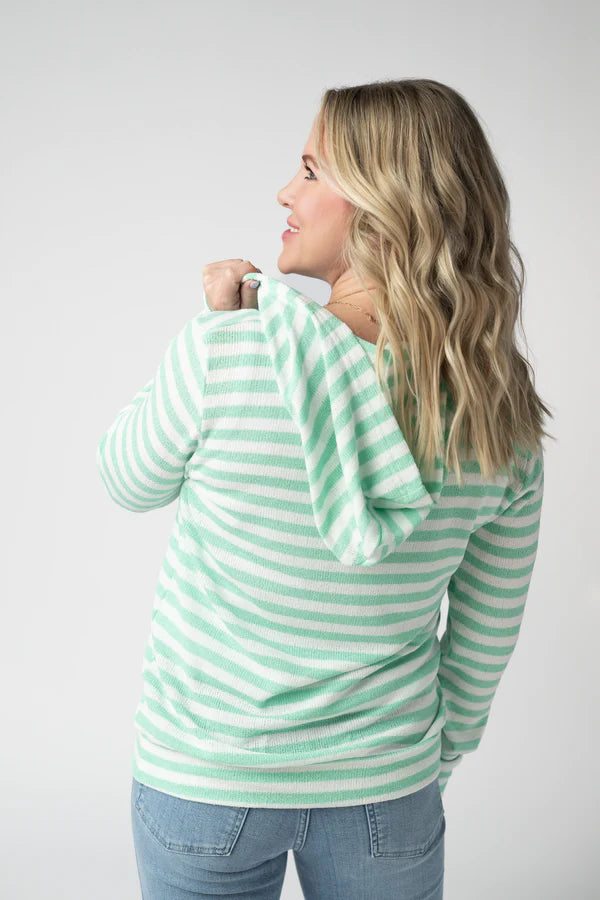 ***PRE-ORDER*** Michelle Mae Amelia Striped Hoodie - Green