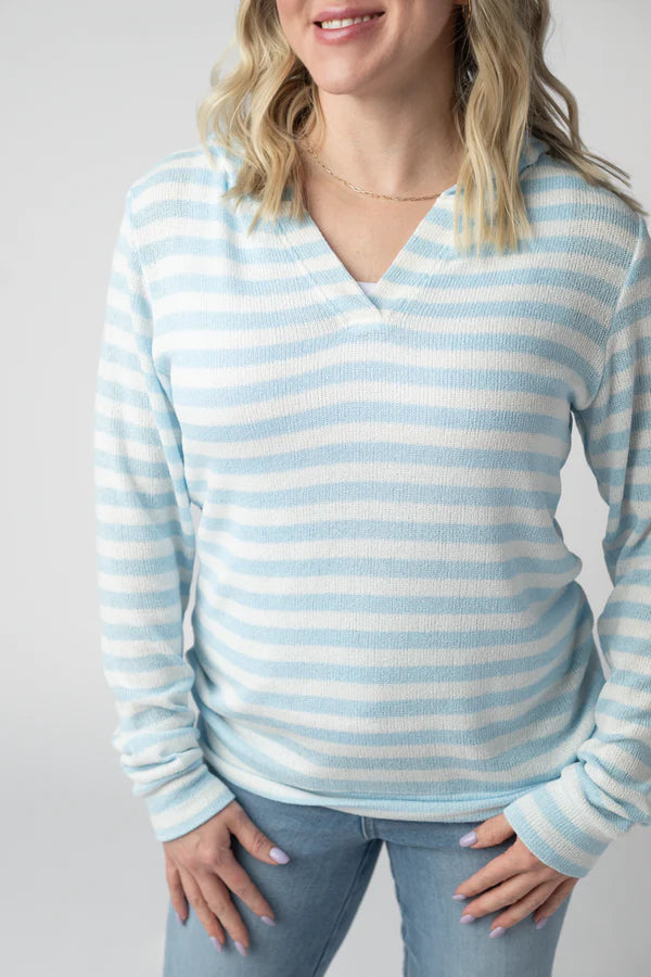 ***PRE-ORDER*** Michelle Mae Amelia Striped Hoodie - Sky Blue