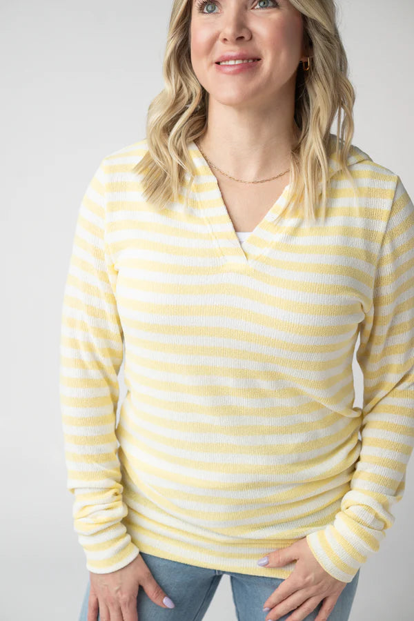 ***PRE-ORDER*** Michelle Mae Amelia Striped Hoodie - Lemon