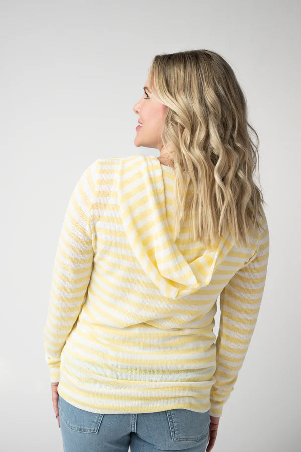***PRE-ORDER*** Michelle Mae Amelia Striped Hoodie - Lemon