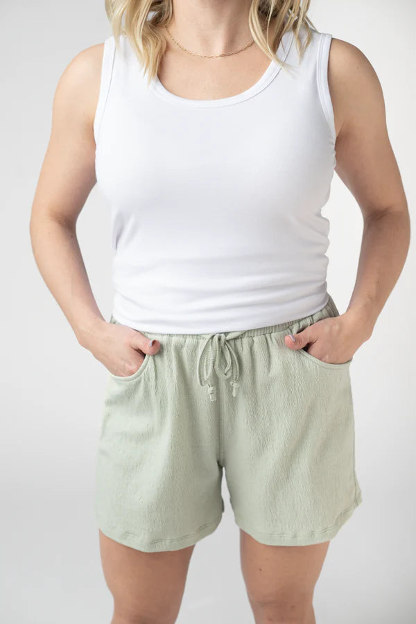 ***PRE-ORDER*** Michelle Mae Candice Crinkle Shorts - Light Green