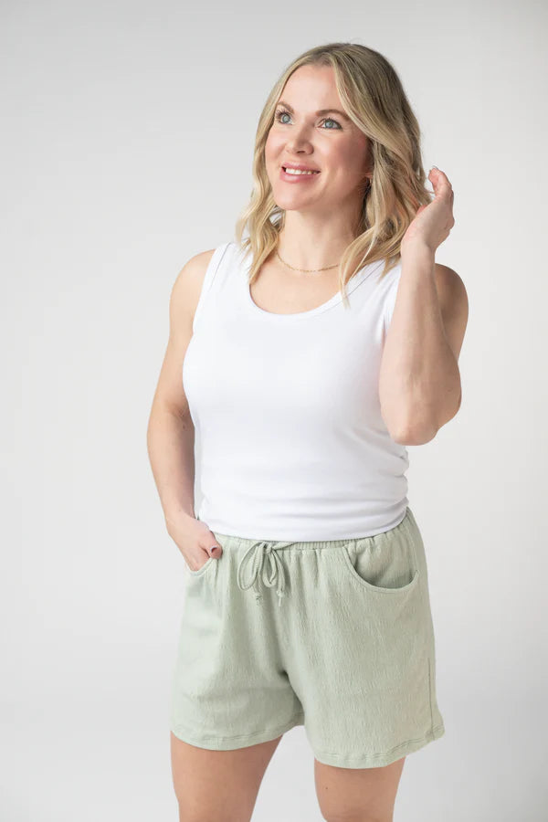 ***PRE-ORDER*** Michelle Mae Candice Crinkle Shorts - Light Green