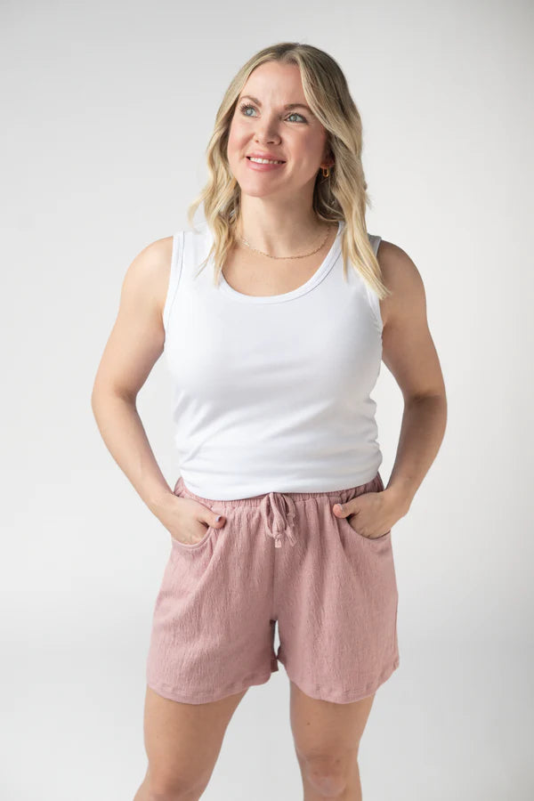 ***PRE-ORDER*** Michelle Mae Candice Crinkle Shorts - Dusty Rose
