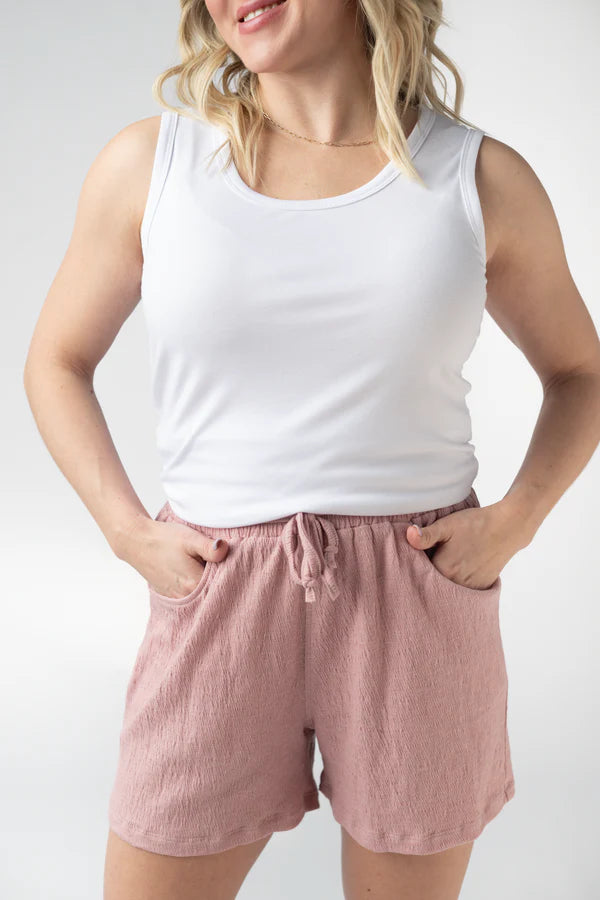 ***PRE-ORDER*** Michelle Mae Candice Crinkle Shorts - Dusty Rose