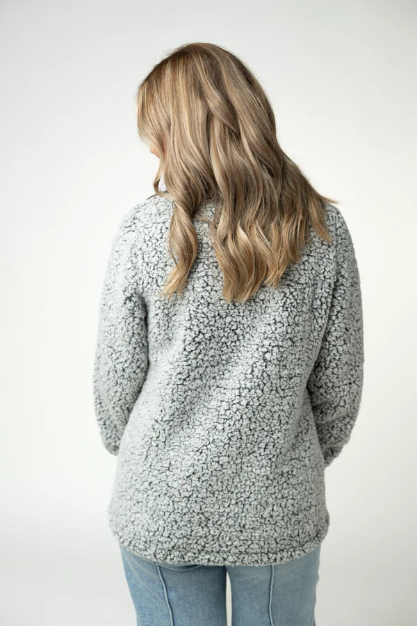 ***PRE-ORDER*** Michelle Mae Two Tone Fullzip Sherpa - Charcoal