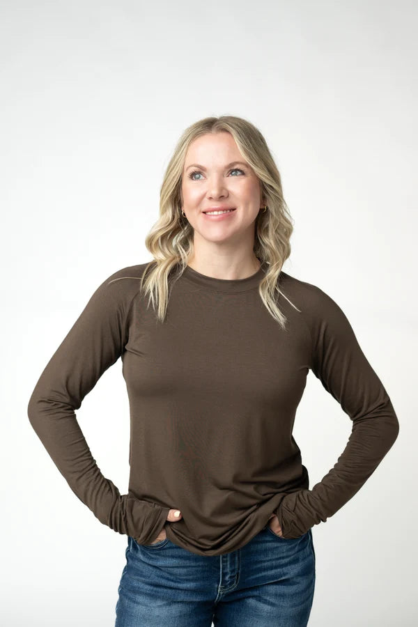 ***PRE-ORDER*** Michelle Mae Blair Long Sleeve Top - Brown