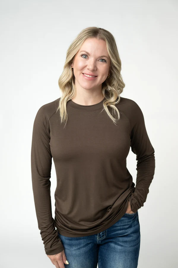 ***PRE-ORDER*** Michelle Mae Blair Long Sleeve Top - Brown