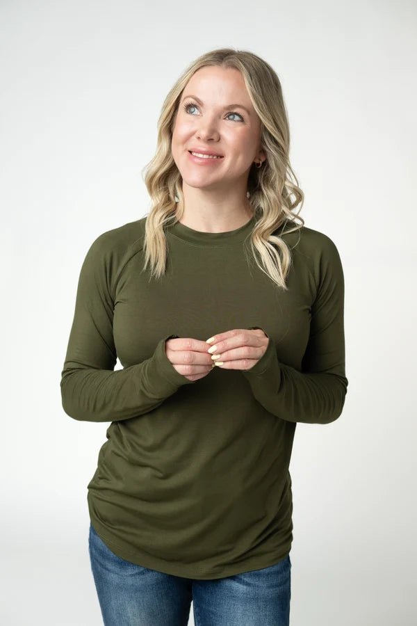 ***PRE-ORDER*** Michelle Mae Blair Long Sleeve Top - Dark Olive
