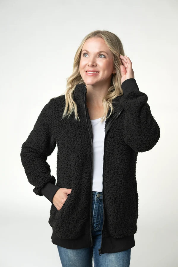 ***PRE-ORDER*** Michelle Mae Skylar Sherpa Fullzip - Black
