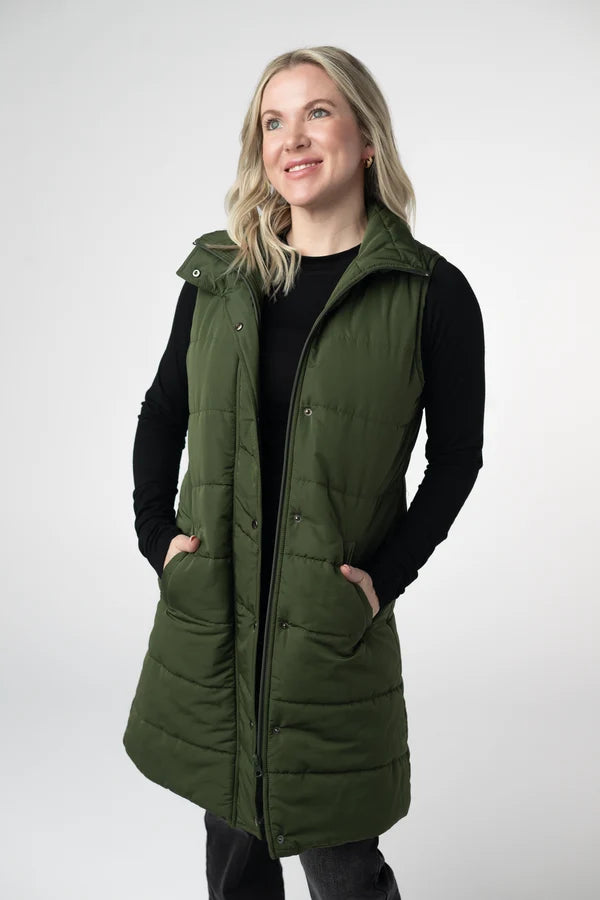 ***PRE-ORDER*** Michelle Mae Harlow Long Vest - Dark Olive