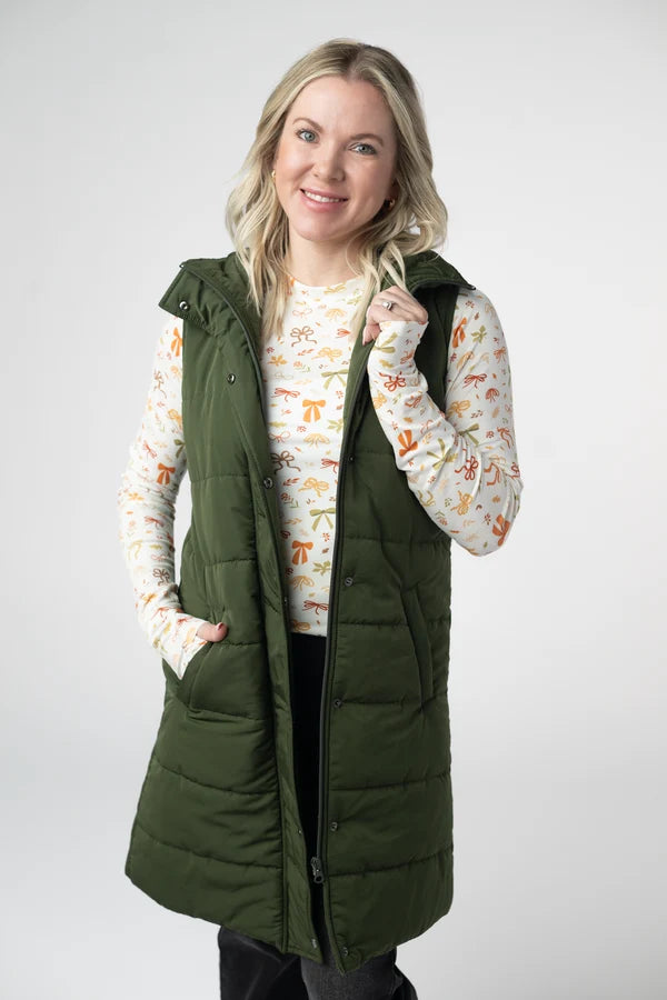 ***PRE-ORDER*** Michelle Mae Harlow Long Vest - Dark Olive