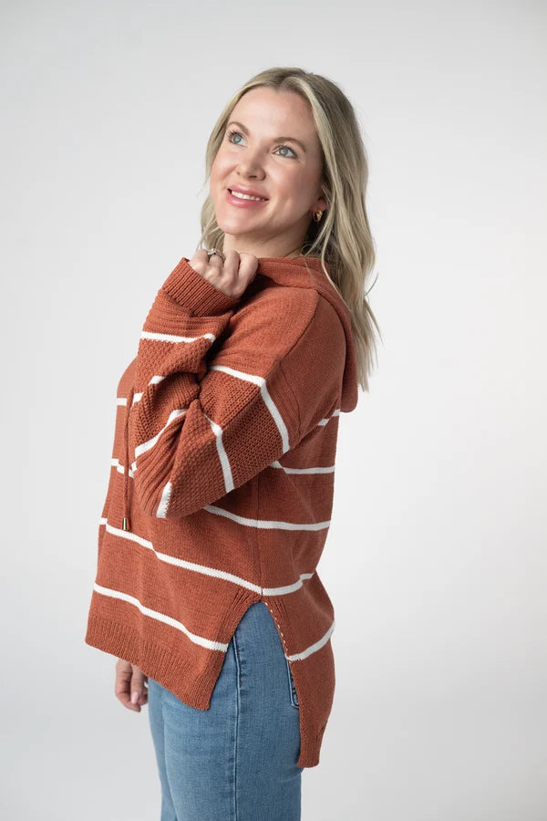 ***PRE-ORDER*** Michelle Mae Maddie Striped Hoodie - Pumpkin Spice
