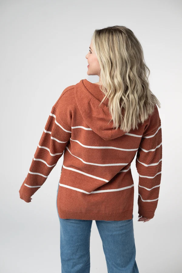 ***PRE-ORDER*** Michelle Mae Maddie Striped Hoodie - Pumpkin Spice