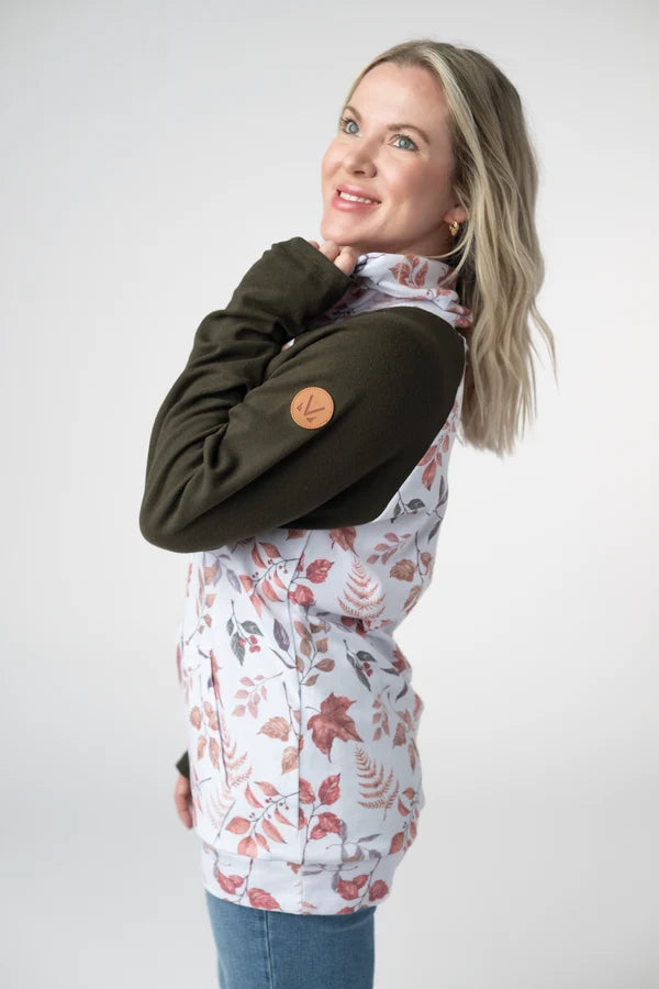 ***PRE-ORDER*** Michelle Mae Classic Zoey ZipCowl Sweatshirt - Autumn Leaves and Olive