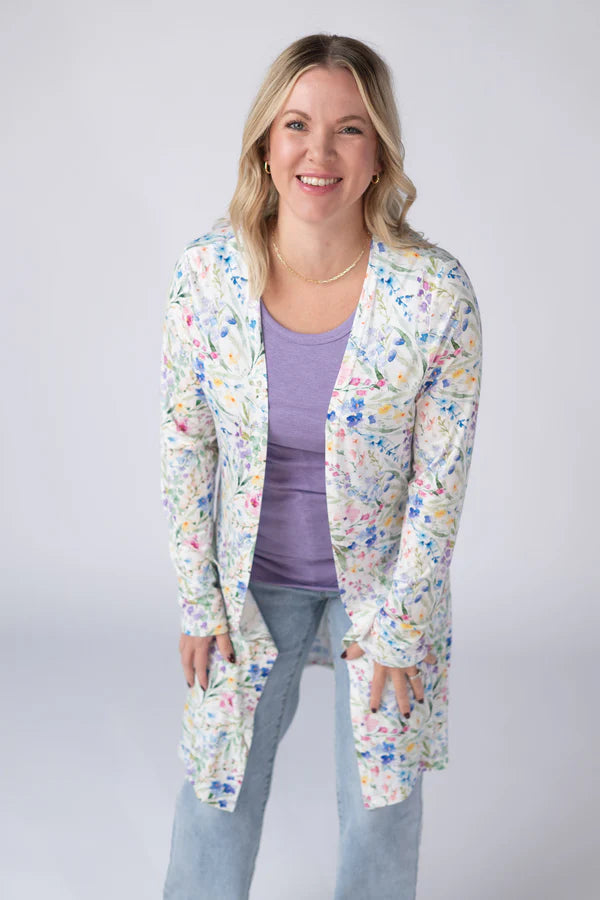 Michelle Mae Classic Cardigan - Cottage Floral