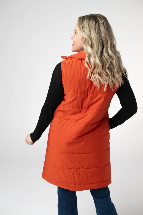 ***PRE-ORDER*** Michelle Mae Harlow Long Vest - Pumpkin