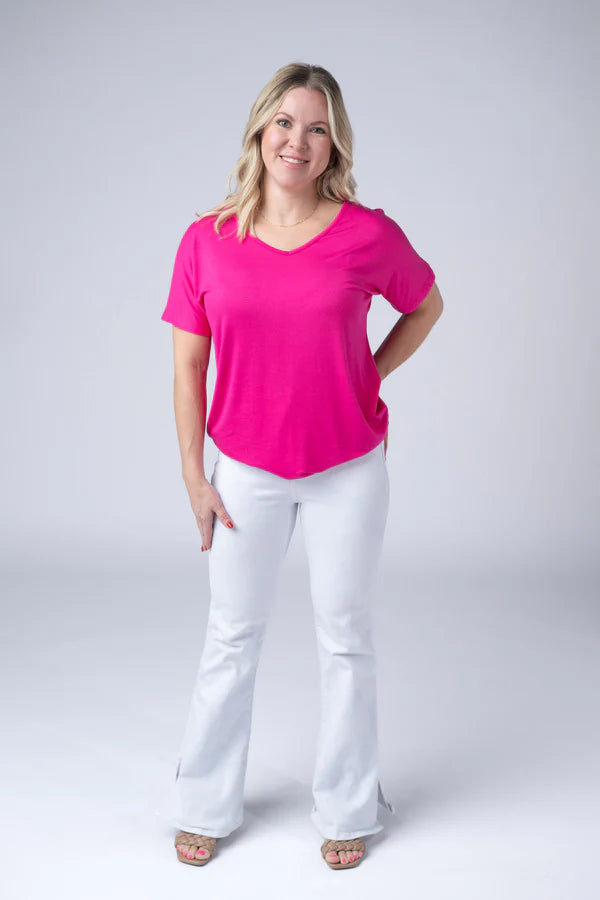 ***PRE-ORDER*** Michelle Mae Chloe Cozy Tee - Hot Pink