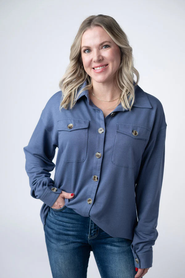 Michelle Mae "Brenna" Button Down Top - Denim
