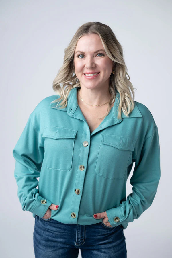 Michelle Mae "Brenna" Button Down Top - Teal