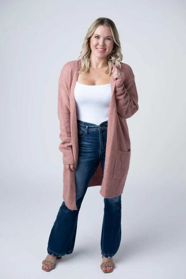 Michelle Mae Madison Cozy Cardigan - Dusty Rose