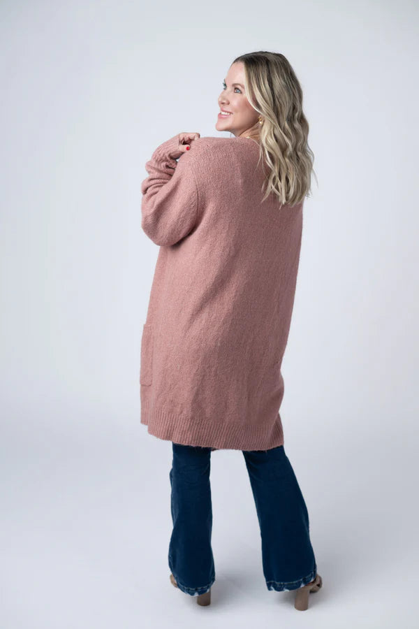 Michelle Mae Madison Cozy Cardigan - Dusty Rose