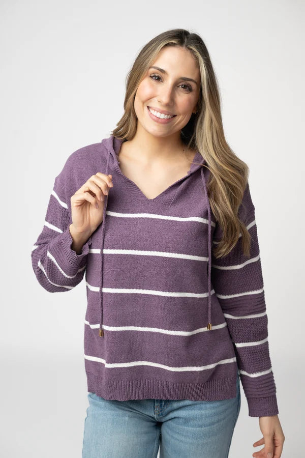 ***PRE-ORDER*** Michelle Mae Maddie Striped Hoodie - Purple