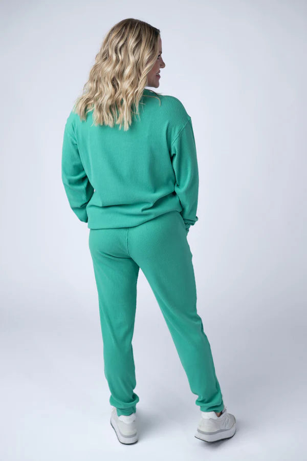 ***PRE-ORDER*** Michelle Mae Corrine Ribbed Pullover Top - Emerald