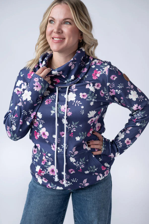 Michelle Mae Soft Funnel Neck - Navy Floral