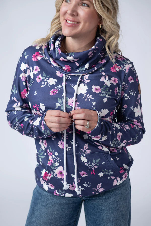 Michelle Mae Soft Funnel Neck - Navy Floral