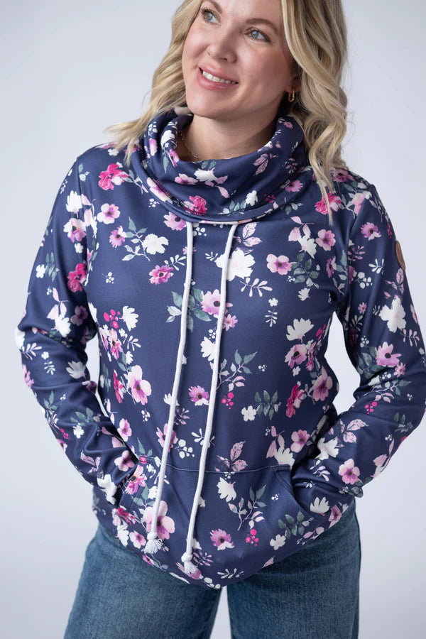 Michelle Mae Soft Funnel Neck - Navy Floral