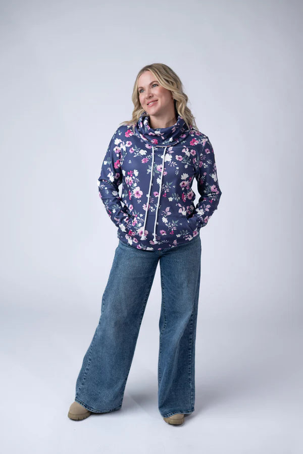 Michelle Mae Soft Funnel Neck - Navy Floral