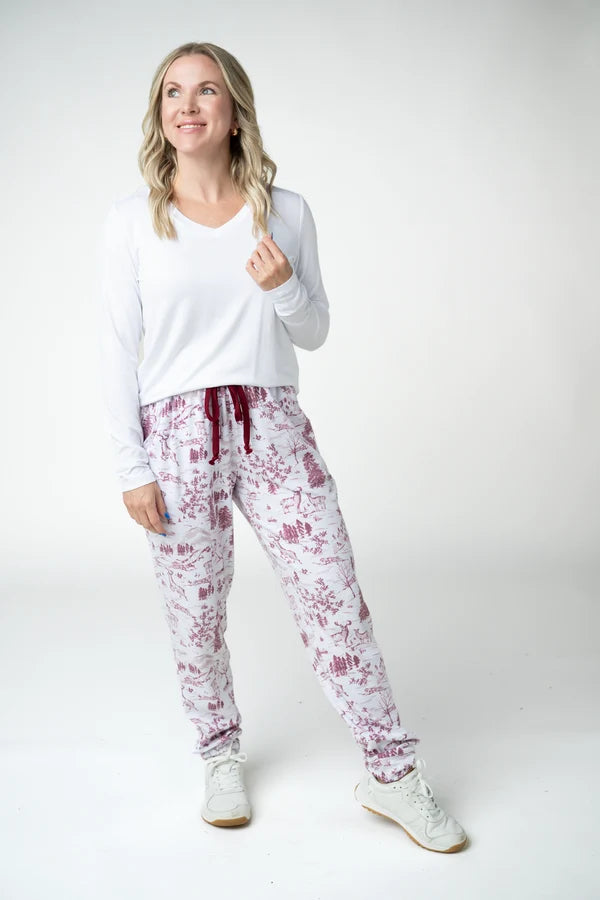 ***PRE-ORDER*** Michelle Mae Classic Joggers - Cranberry Woodland