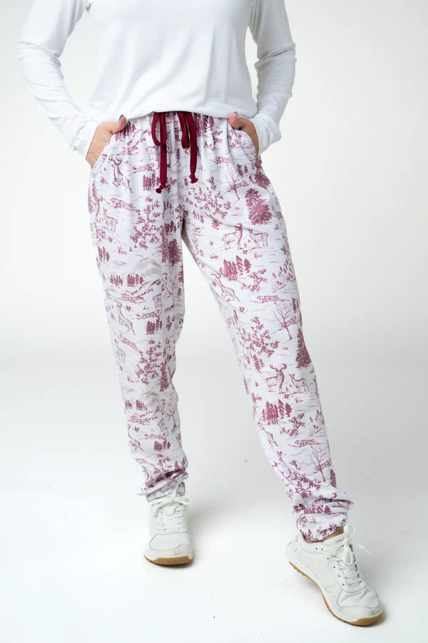 ***PRE-ORDER*** Michelle Mae Classic Joggers - Cranberry Woodland