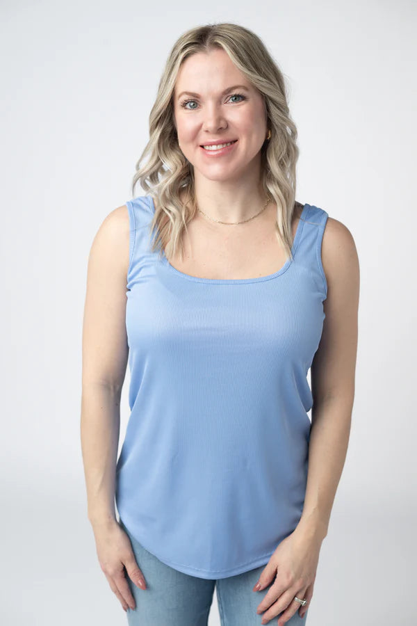 Michelle Mae "Rachel" Ribbed Tank - Sky Blue