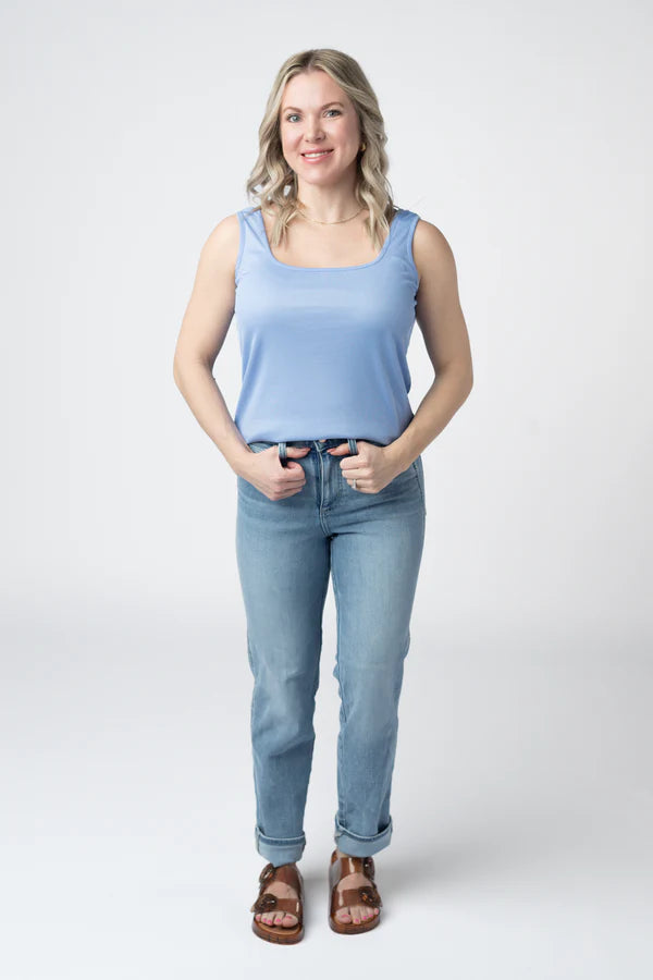 Michelle Mae "Rachel" Ribbed Tank - Sky Blue