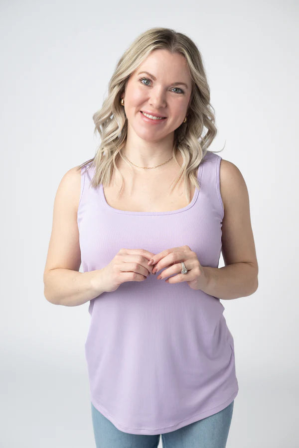 Michelle Mae "Rachel" Ribbed Tank - Lavender