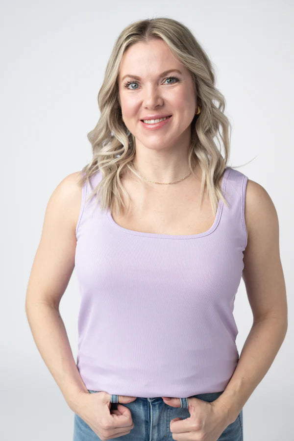 Michelle Mae "Rachel" Ribbed Tank - Lavender