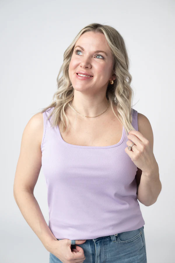 Michelle Mae "Rachel" Ribbed Tank - Lavender