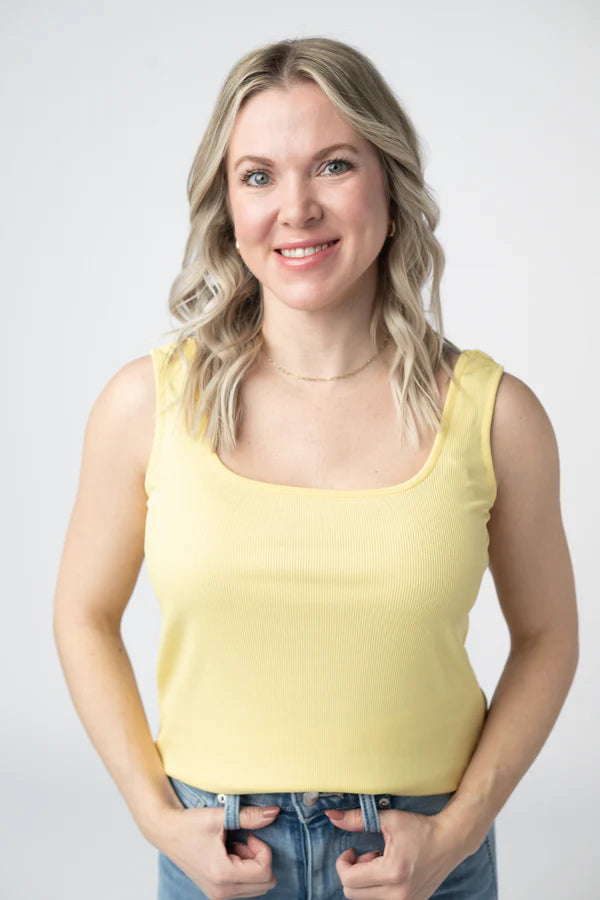 Michelle Mae "Rachel" Ribbed Tank - Yellow