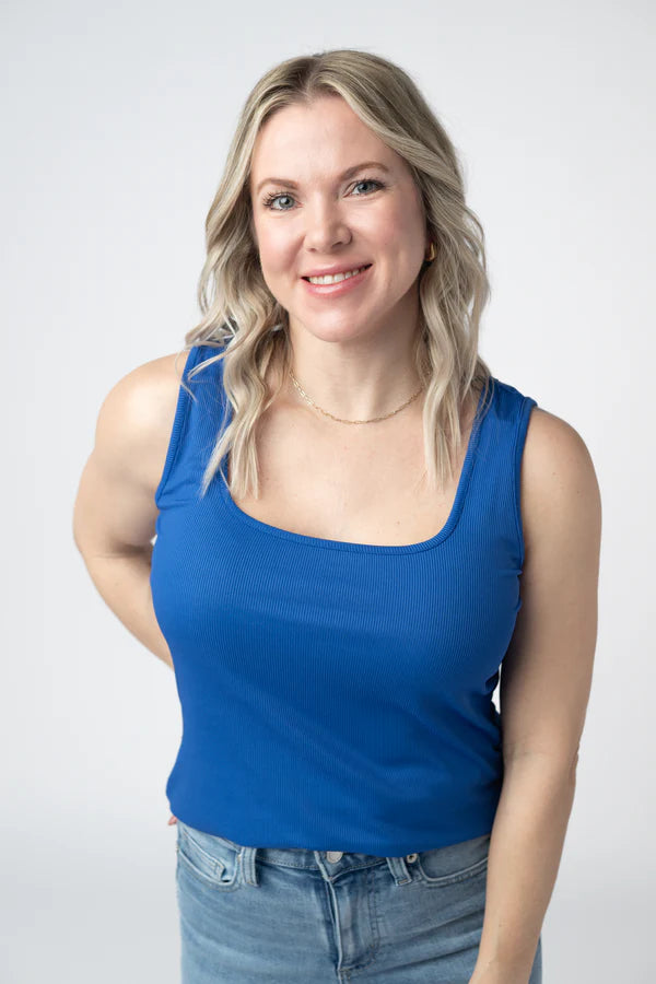Michelle Mae "Rachel" Ribbed Tank - Royal Blue